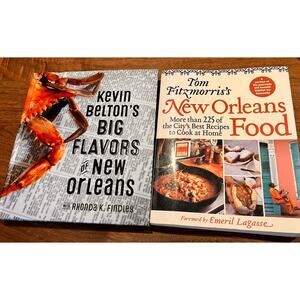 New Orleans Cookbook Lot of (2) Kevin Belton TOM FITZMORRIS